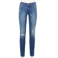 Women's Sonoma Goods For Life® Supersoft Stretch Midrise Skinny Jeans -Sonoma Store 2954787 Destructed Fresh Blue