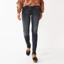 Women's Sonoma Goods For Life® Supersoft Stretch Midrise Skinny Jeans -Sonoma Store 2954787 Gray Raw Hem