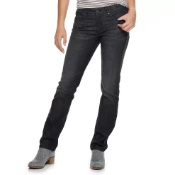 Women's Sonoma Goods For Life® Supersoft Midrise Straight-Leg Jeans -Sonoma Store 3022856 Black Crosshatch