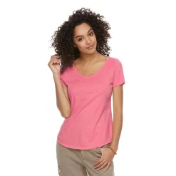 Petite Sonoma Goods For Life® Essential V-Neck Tee -Sonoma Store 3053848 Decal Pink