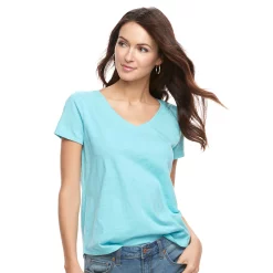 Petite Sonoma Goods For Life® Essential V-Neck Tee -Sonoma Store 3053848 Secret Blue