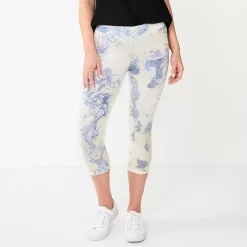 Women's Sonoma Goods For Life® Wide-Waist Capri Leggings -Sonoma Store 3584124 Blue Marble