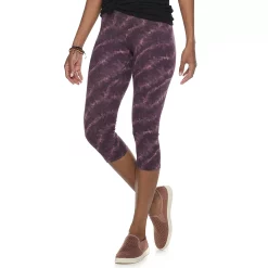 Women's Sonoma Goods For Life® Wide-Waist Capri Leggings -Sonoma Store 3584124 Burgundy Dye Effect