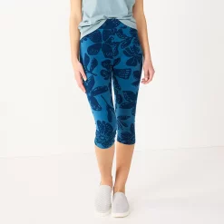 Women's Sonoma Goods For Life® Wide-Waist Capri Leggings -Sonoma Store 3584124 Navy Tropical