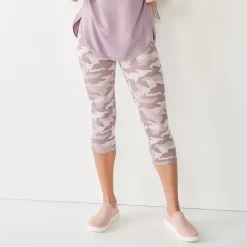 Women's Sonoma Goods For Life® Wide-Waist Capri Leggings -Sonoma Store 3584124 Pink Camo