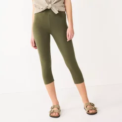 Petite Sonoma Goods For Life® Wide-Waist Capri Leggings -Sonoma Store 3590181 Olive