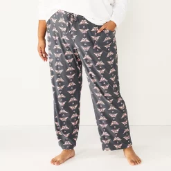 Plus Size Sonoma Goods For Life® Knit Pajama Pants -Sonoma Store 4212360 Grey Love Butterfly