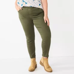 Plus Size Sonoma Goods For Life® Comfortable Favorite Mid-Rise Jeggings -Sonoma Store 4916239 Olive
