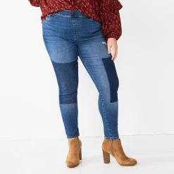 Plus Size Sonoma Goods For Life® Comfortable Favorite Mid-Rise Jeggings -Sonoma Store 4916239 Patchwork