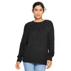 Women's Sonoma Goods For Life® All Over Stitch Crewneck Sweater -Sonoma Store 4923526 Black