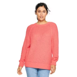Women's Sonoma Goods For Life® All Over Stitch Crewneck Sweater -Sonoma Store 4923526 Coral Breeze