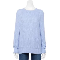 Women's Sonoma Goods For Life® All Over Stitch Crewneck Sweater -Sonoma Store 4923526 Light Blue