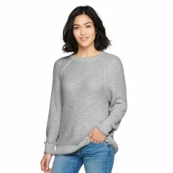 Women's Sonoma Goods For Life® All Over Stitch Crewneck Sweater -Sonoma Store 4923526 Light Gray