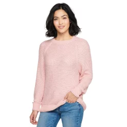 Women's Sonoma Goods For Life® All Over Stitch Crewneck Sweater -Sonoma Store 4923526 Light Pink
