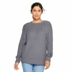 Women's Sonoma Goods For Life® All Over Stitch Crewneck Sweater -Sonoma Store 4923526 Mauve