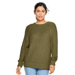 Women's Sonoma Goods For Life® All Over Stitch Crewneck Sweater -Sonoma Store 4923526 Odyssey Green