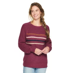 Women's Sonoma Goods For Life® All Over Stitch Crewneck Sweater -Sonoma Store 4923526 Purple Stripe