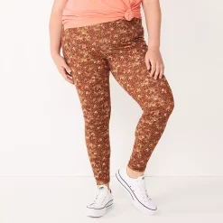 Plus Size Sonoma Goods For Life® Midrise Leggings -Sonoma Store 4966829 Brown Floral