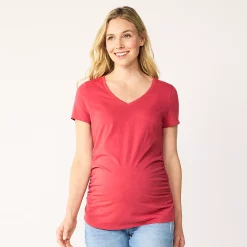 Maternity Sonoma Goods For Life® Essential V-Neck Tee -Sonoma Store 4980526 Coral