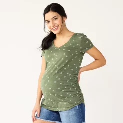 Maternity Sonoma Goods For Life® Essential V-Neck Tee -Sonoma Store 4980526 Olive Daisy