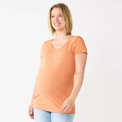 Maternity Sonoma Goods For Life® Essential V-Neck Tee -Sonoma Store 4980526 Orange
