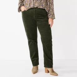 Plus Size Sonoma Goods For Life® Premium Elastic-Waist Midrise Straight-Leg Jeans -Sonoma Store 4988856 Army Bottle