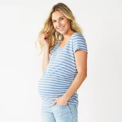 Maternity Sonoma Goods For Life® Essential Scoopneck Tee -Sonoma Store 4998304 Blue Stripe