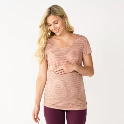 Maternity Sonoma Goods For Life® Essential Scoopneck Tee -Sonoma Store 4998304 Brown Pink Stripe