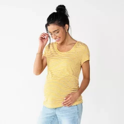Maternity Sonoma Goods For Life® Essential Scoopneck Tee -Sonoma Store 4998304 Micah Gold Stripe