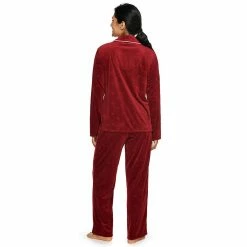 Women's Sonoma Goods For Life® Velour Long Sleeve Pajama Shirt & Pajama Pants Sleep Set -Sonoma Store 5033010 ALT