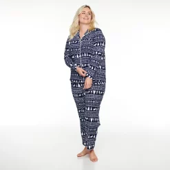 Plus Size Sonoma Goods For Life® Velour Pajama Shirt & Pajama Pants Set -Sonoma Store 5033014 Navy Fairisle