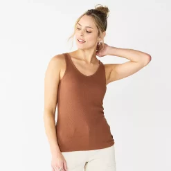 Women's Sonoma Goods For Life® Everyday Ribbed Tank -Sonoma Store 5046234 Brown