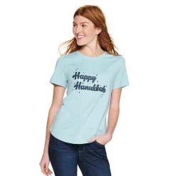 Women's Sonoma Goods For Life® Short Sleeve Holiday Graphic Tee -Sonoma Store 5180762 Happy Hanukkah