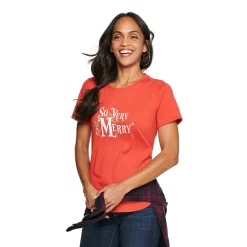 Women's Sonoma Goods For Life® Short Sleeve Holiday Graphic Tee -Sonoma Store 5180762 So Very Merry Red