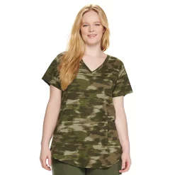 Plus Size Sonoma Goods For Life® V-Neck Tunic Tee -Sonoma Store 5209140 Camo