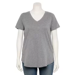 Plus Size Sonoma Goods For Life® V-Neck Tunic Tee -Sonoma Store 5209140 Gray