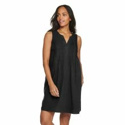 Women's Sonoma Goods For Life® Pintuck Linen-Blend Dress -Sonoma Store 5215954 Black