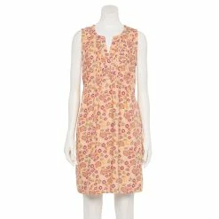 Women's Sonoma Goods For Life® Pintuck Linen-Blend Dress -Sonoma Store 5215954 Peach Floral