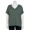 Plus Size Sonoma Goods For Life® Everyday V-Neck Tee -Sonoma Store 5232140 Dark Gray Green
