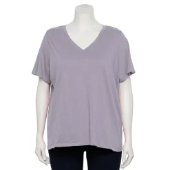 Plus Size Sonoma Goods For Life® Everyday V-Neck Tee -Sonoma Store 5232140 Glazed Berry