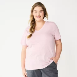 Plus Size Sonoma Goods For Life® Everyday V-Neck Tee -Sonoma Store 5232140 Lilac
