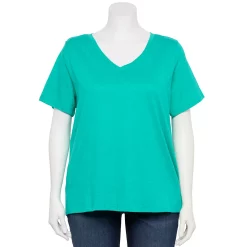 Plus Size Sonoma Goods For Life® Everyday V-Neck Tee -Sonoma Store 5232140 Regal Aqua