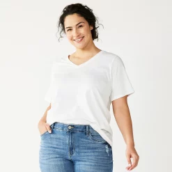 Plus Size Sonoma Goods For Life® Everyday V-Neck Tee -Sonoma Store 5232140 Vital White