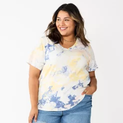 Plus Size Sonoma Goods For Life® Everyday V-Neck Tee -Sonoma Store 5232145 Blue Wrinkle Dye