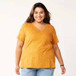 Plus Size Sonoma Goods For Life® Everyday V-Neck Tee -Sonoma Store 5232145 Gold
