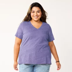 Plus Size Sonoma Goods For Life® Everyday V-Neck Tee -Sonoma Store 5232145 Grape Purple