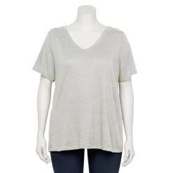 Plus Size Sonoma Goods For Life® Everyday V-Neck Tee -Sonoma Store 5232145 Gray
