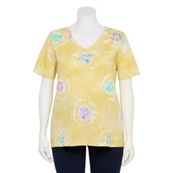 Plus Size Sonoma Goods For Life® Everyday V-Neck Tee -Sonoma Store 5232145 Lemon Yellow Circle