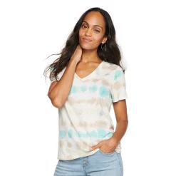Petite Sonoma Goods For Life® Everyday Short Sleeve V-Neck Tee -Sonoma Store 5234230 Blue Tie Dye