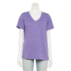 Petite Sonoma Goods For Life® Everyday Short Sleeve V-Neck Tee -Sonoma Store 5234230 Grape Purple